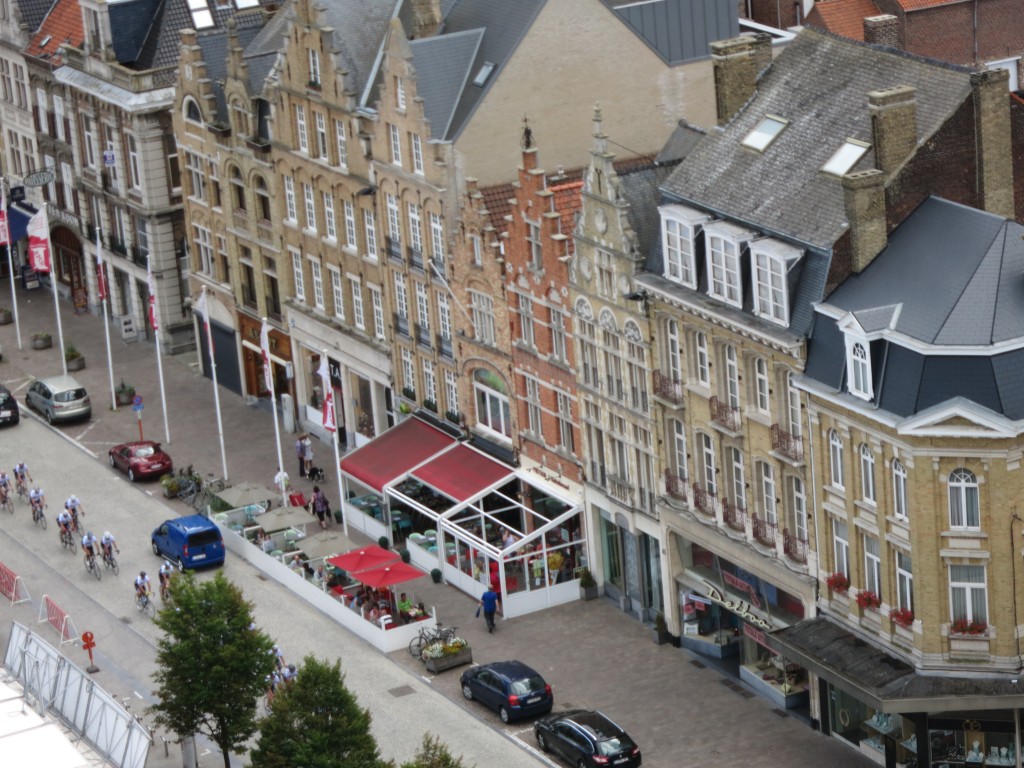 This row of buildings, seen from the tower above In Flanders Fields museum, were all built in the early 1920's.