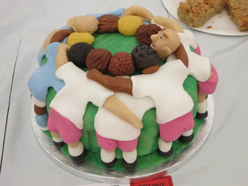 a prizewinning cake. I think it's meant to be a rugby scrum.