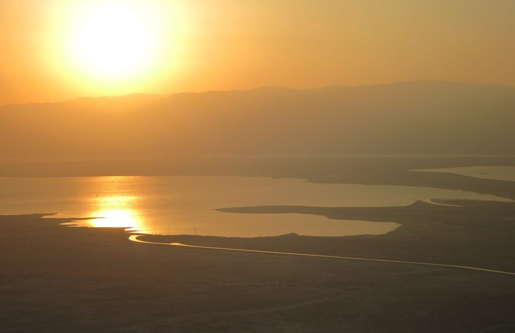 just after sunrise, as seen from Masada