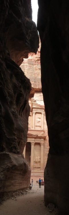 The treasury at Petra, as you approach it through the Siq: Petra travel advice: 10 tips for visiting Petra