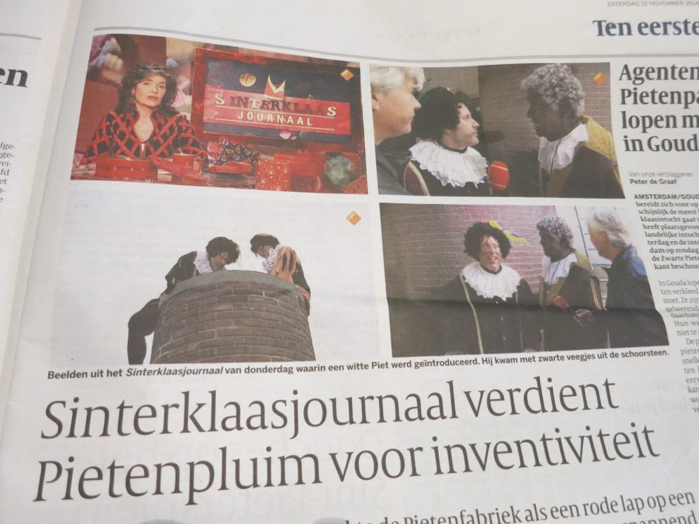 newspaper article about the Sinterklaas news program