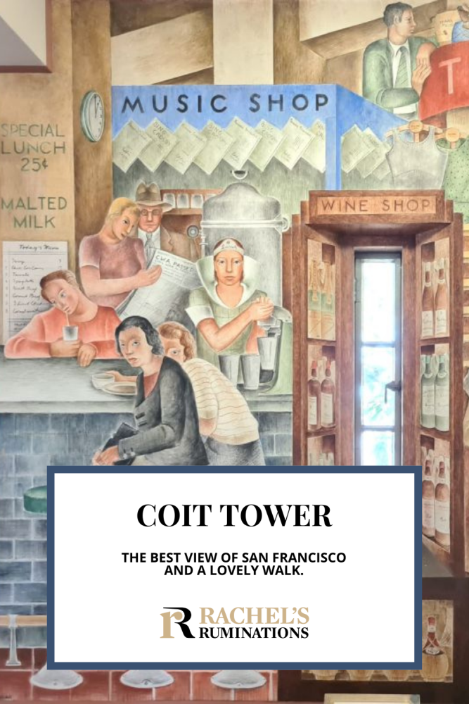 In San Francisco, make sure to take this walk up and down Telegraph Hill to see Coit Tower, its Depression-era murals, and the best view in San Francisco! via @rachelsruminations