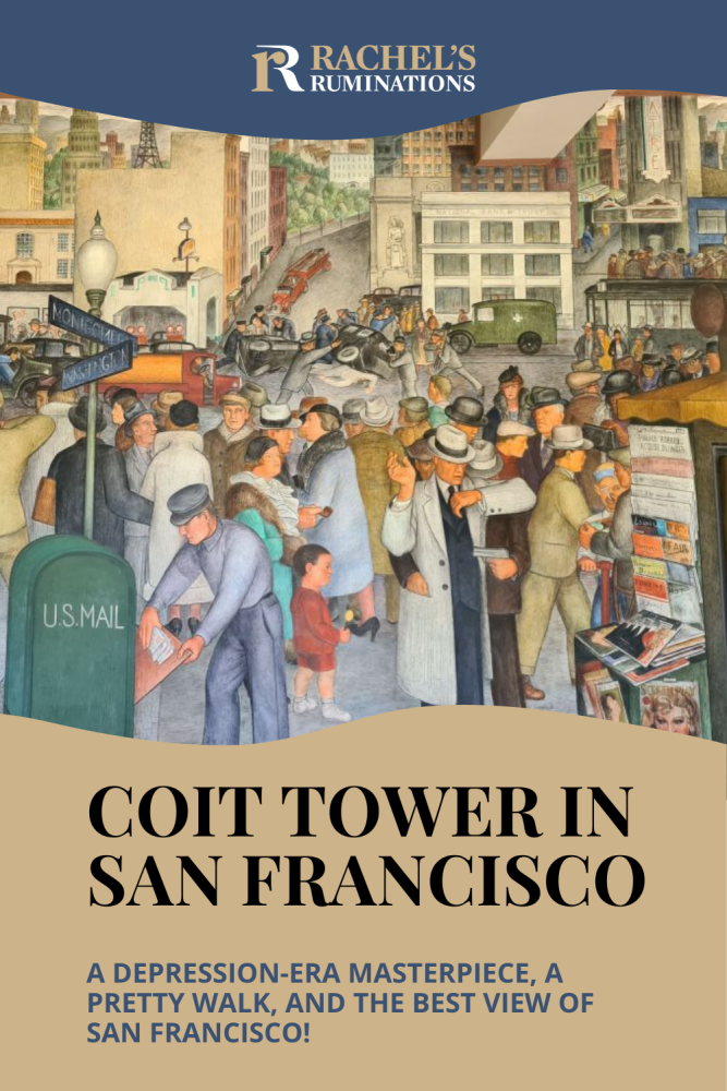 In San Francisco, make sure to take this walk up and down Telegraph Hill to see Coit Tower, its Depression-era murals, and the best view in San Francisco! via @rachelsruminations