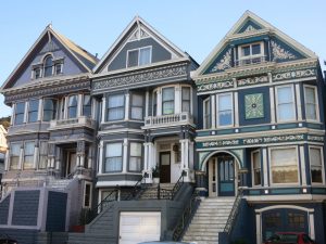 a row of Victorian houses