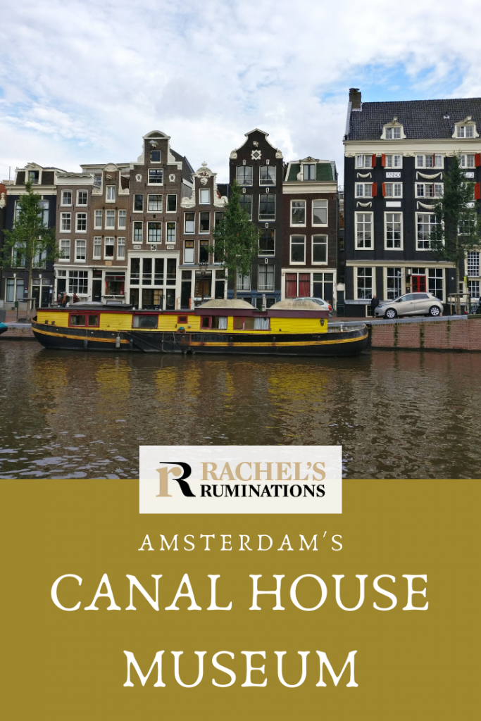 Text: Amsterdam's Canal House Museum. Image: a row of houses on a canal.