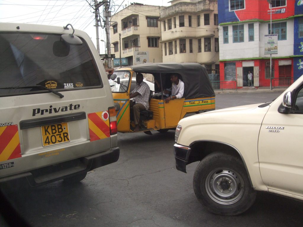 a traffic jam in Mombasa, where I led a workshop in 2010