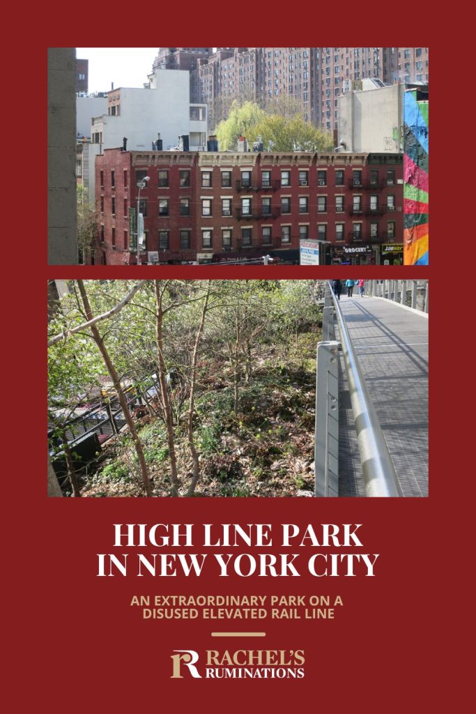Text: High Line Park in New York City, an extraordinary park on a disused elevated rail line + 2 images from the article.