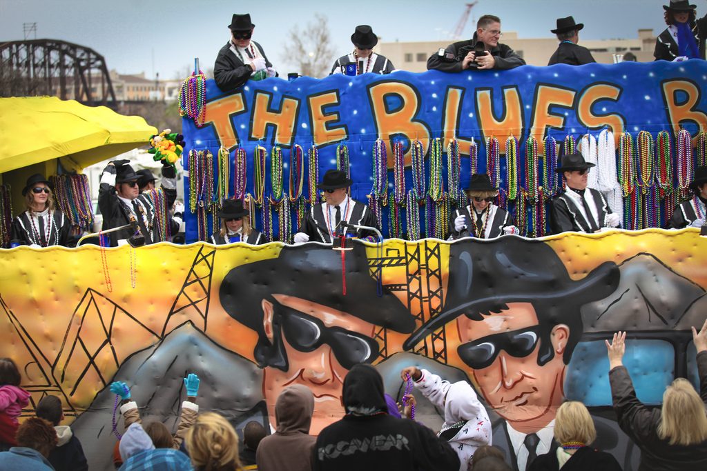 float with the theme of The Blues Brothers