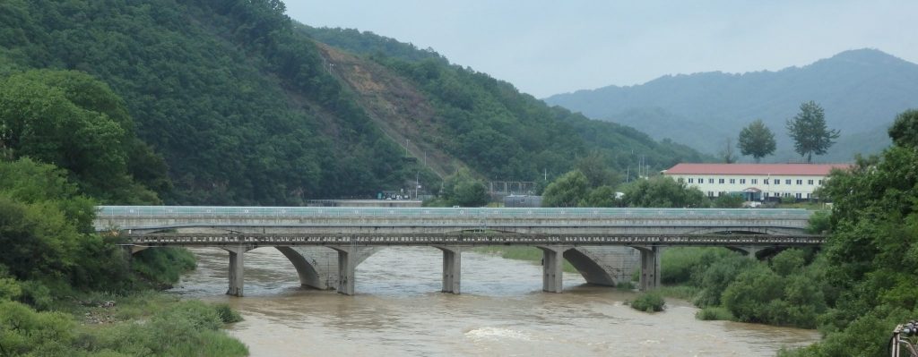 The bridge we drove across, with the ruined one right next to it, near the DMZ.