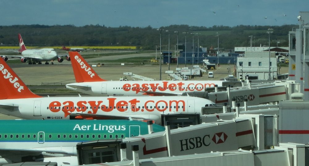 Planes at boarding gates in Paris.