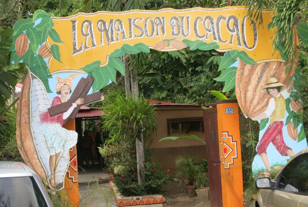 The entrance gate to La Maison de Cacao (Chocolate Museum in Guadeloupe)