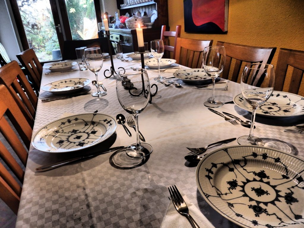 The table is set and ready for Thanksgiving tonight.