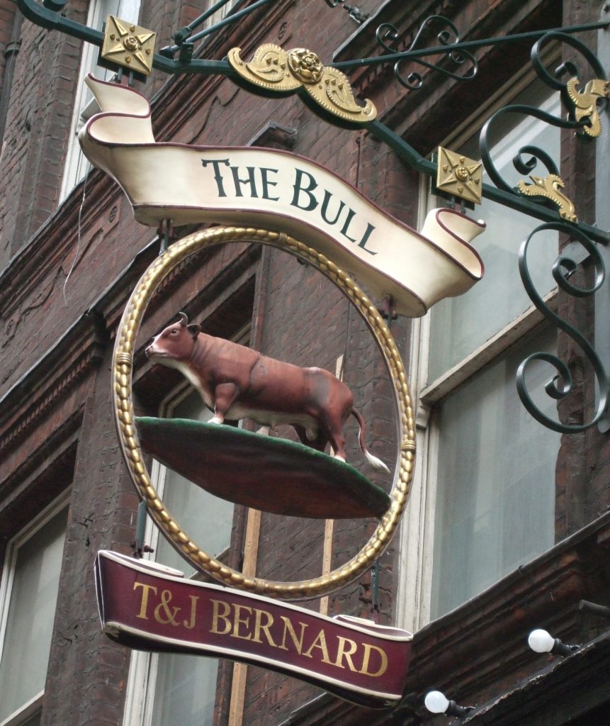 sign on The Bull pub in London