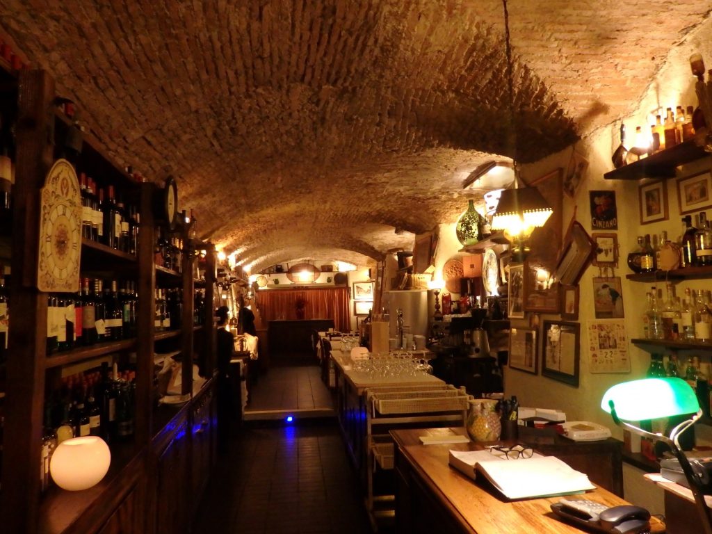 The entry hall of Osteria de Poeti in Bologna, Italy