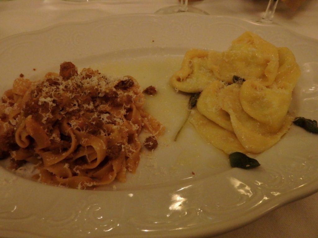 our pasta dishes at Osteria de Poeti in Bologna, Italy