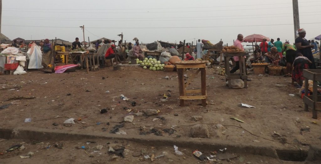 an informal market by the roadside in Lagos