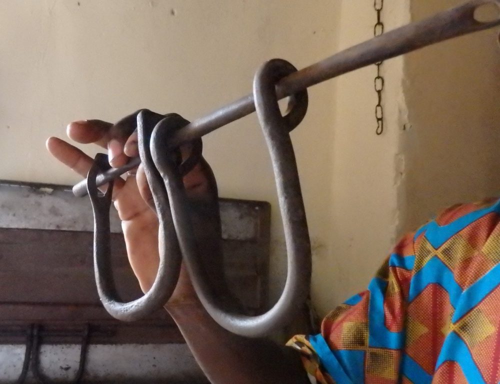 Manacles were used to chain the ankles of two slaves together. Badagry, Nigeria