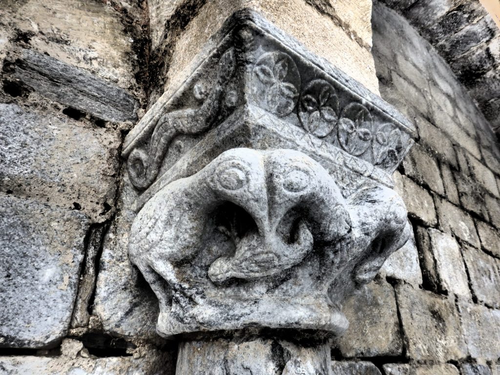 detail of the exterior of St. Andreu in Salardu, Val d'Aran, Spain
