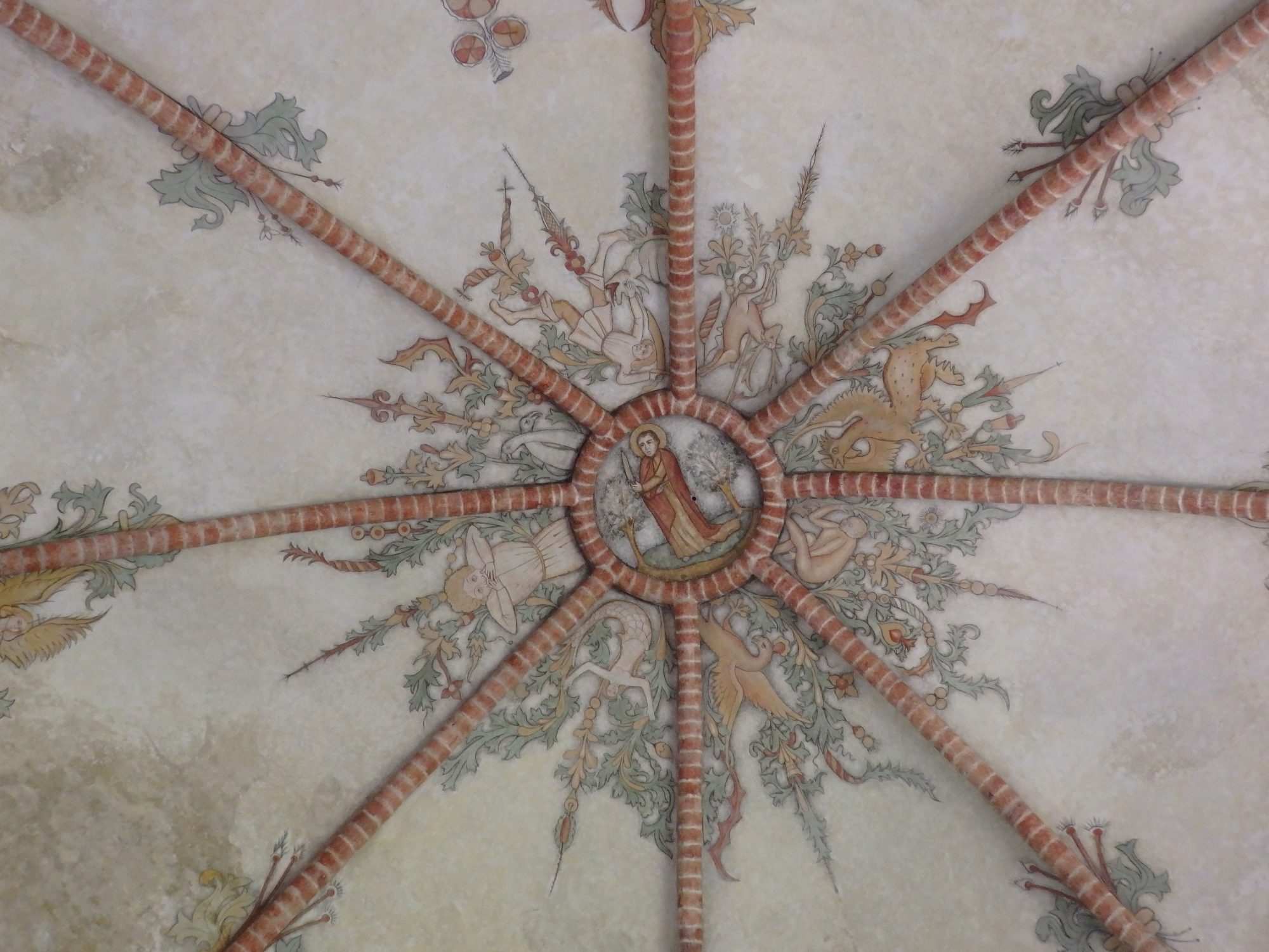 a ceiling fresco at the top of a dome in Stedum church in Groningen province
