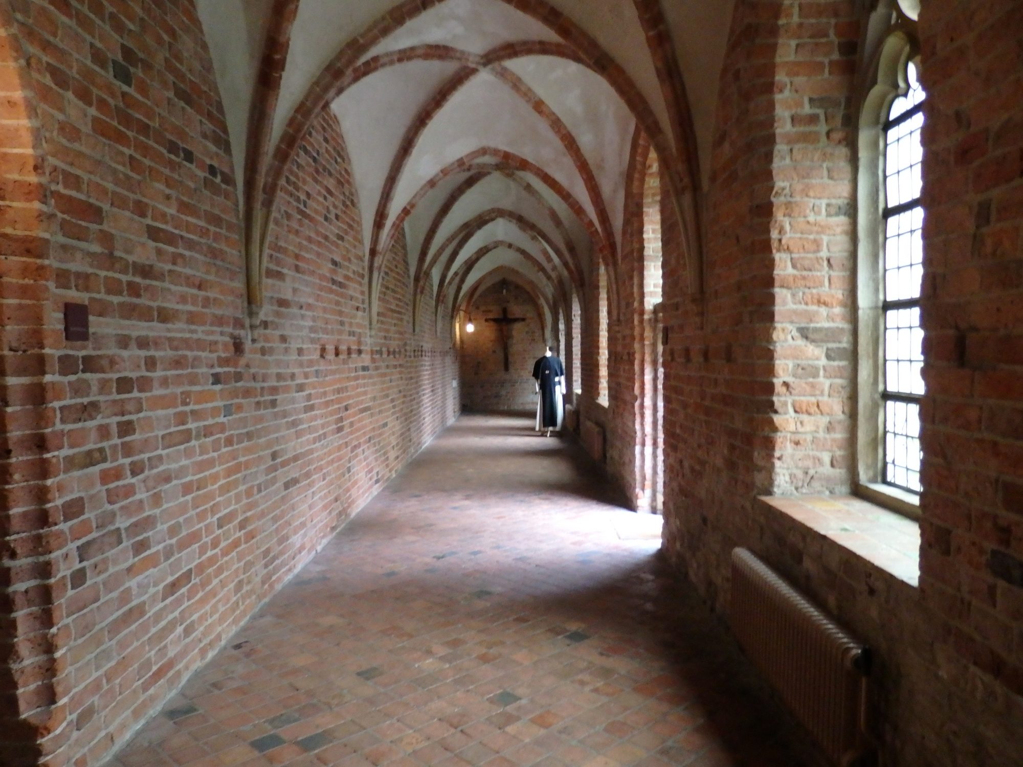 One of the interior garden's cloister walkways in Ter Apel Cloister in the Netherlands