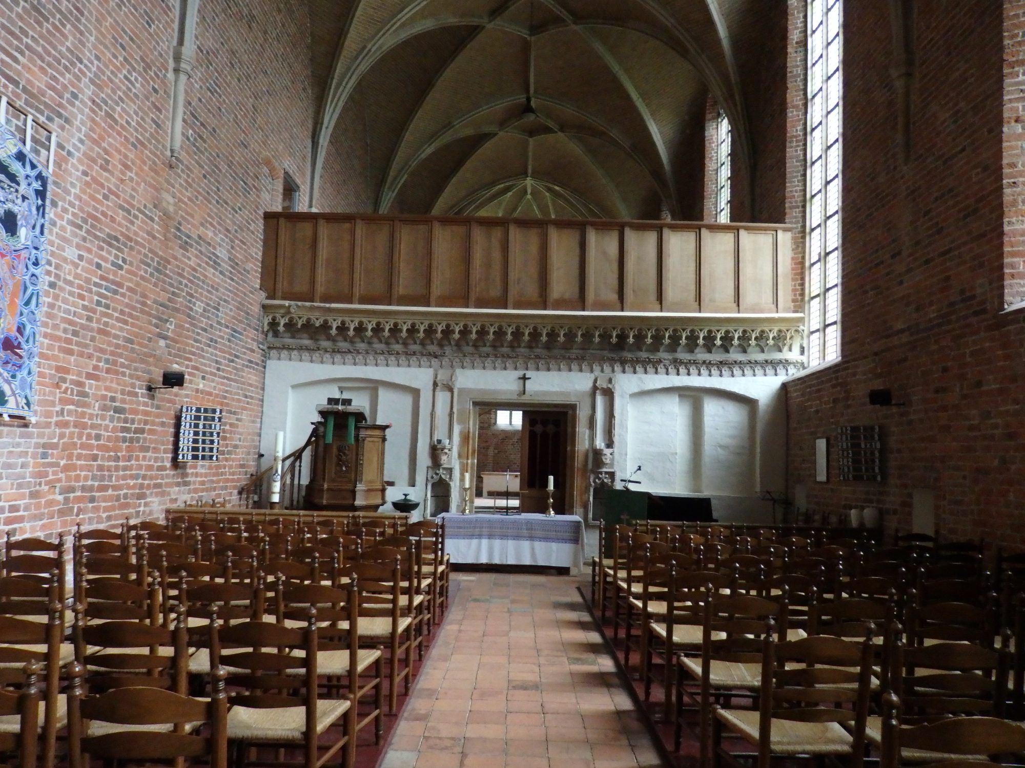 The villagers' side of the church, looking toward their altar and the barrier between them and the monks. Ter Apel, the Netherlands