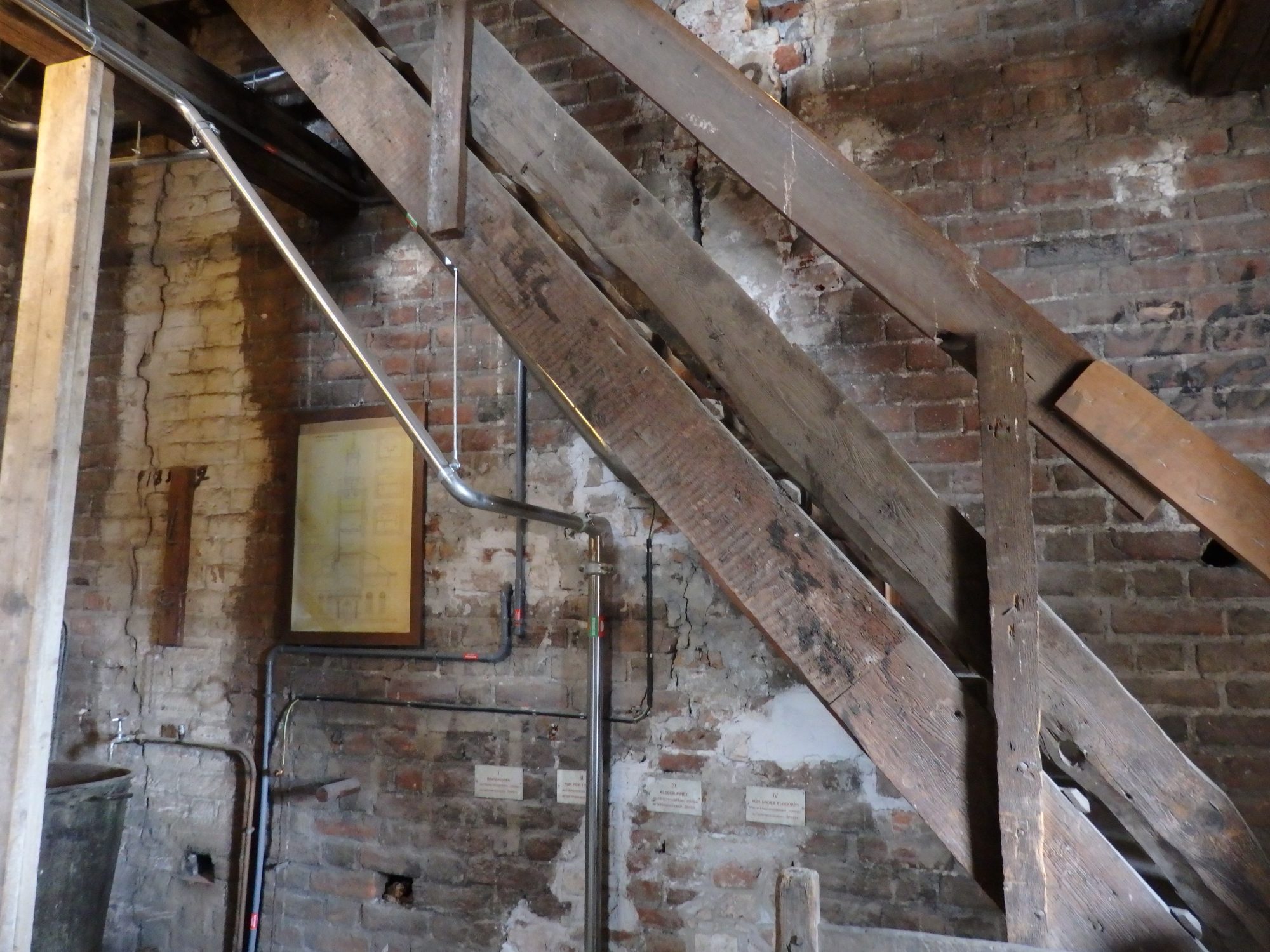 one section of the staircase going up in Storkyrkan tower