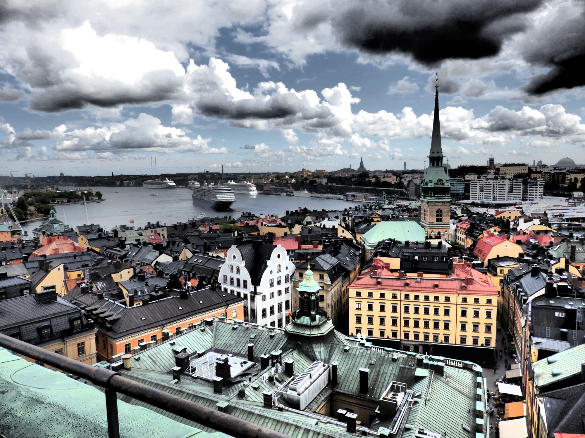 view from the top of Storkyrkan church tower in Stockholm