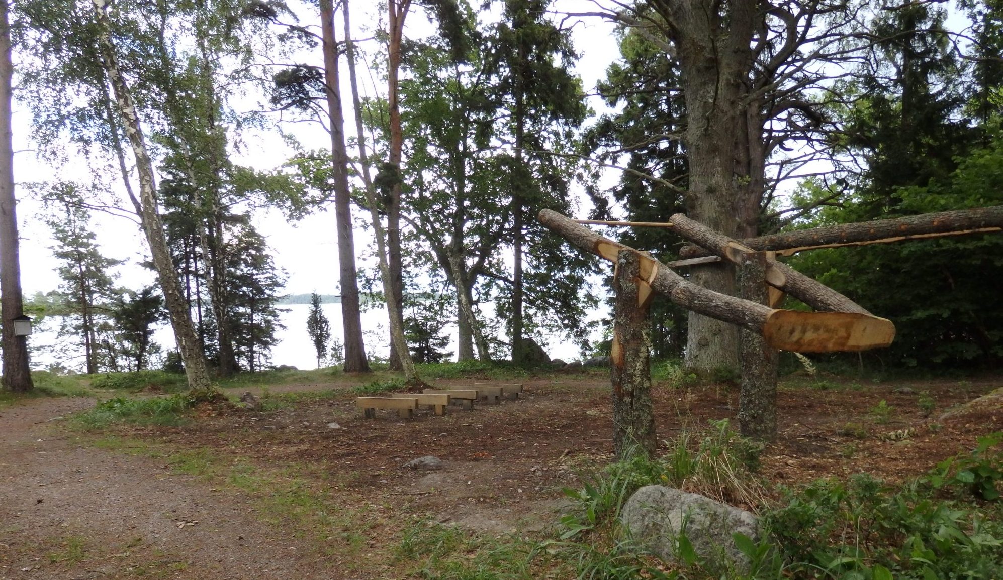 You can see one of the pieces of gym equipment here. This one involved pulling down on the bar, which was very heavy! Nasslingen, Sweden