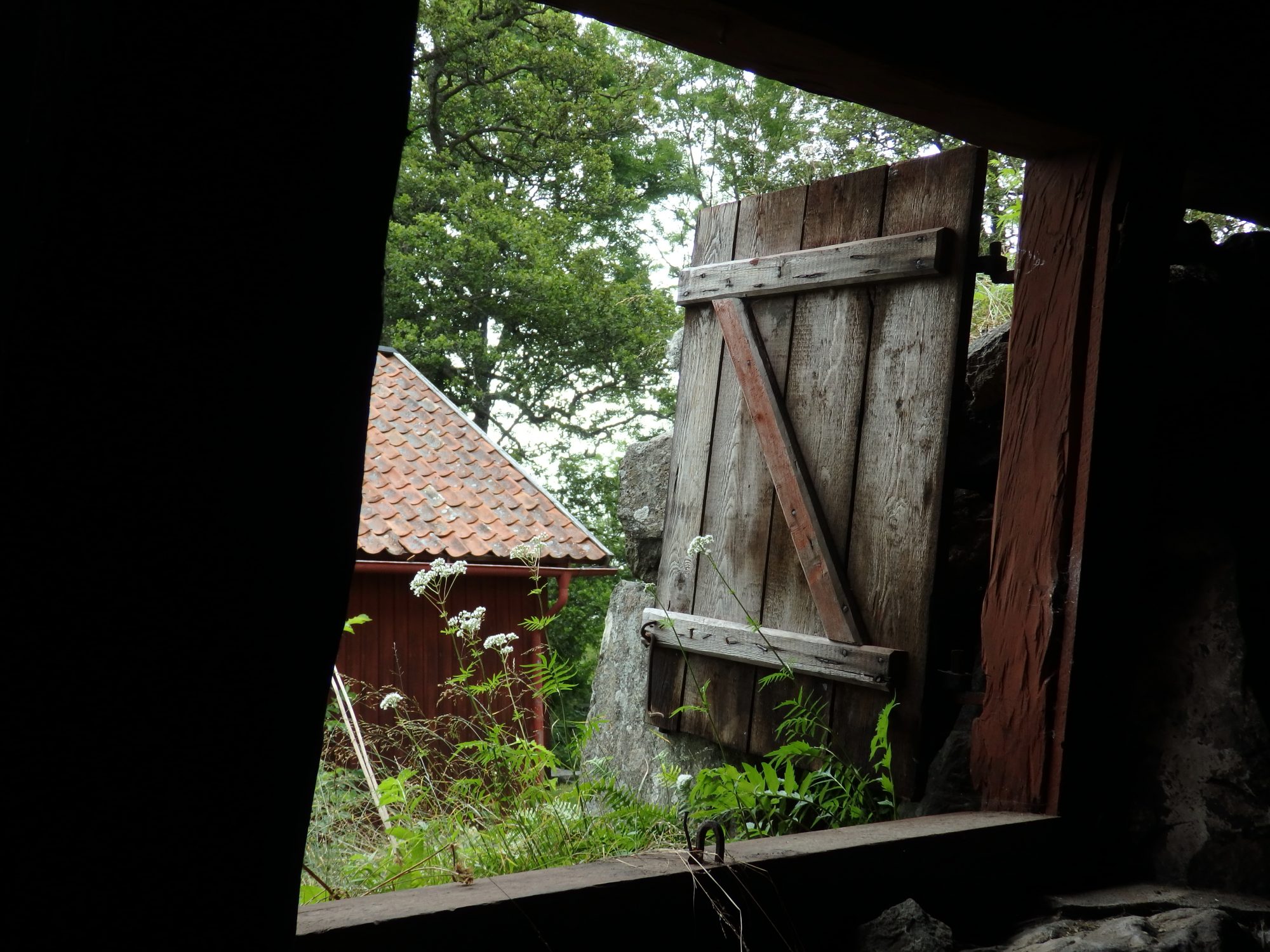 looking out of the forge building at Wira Bruk museum, Roslagen, Sweden