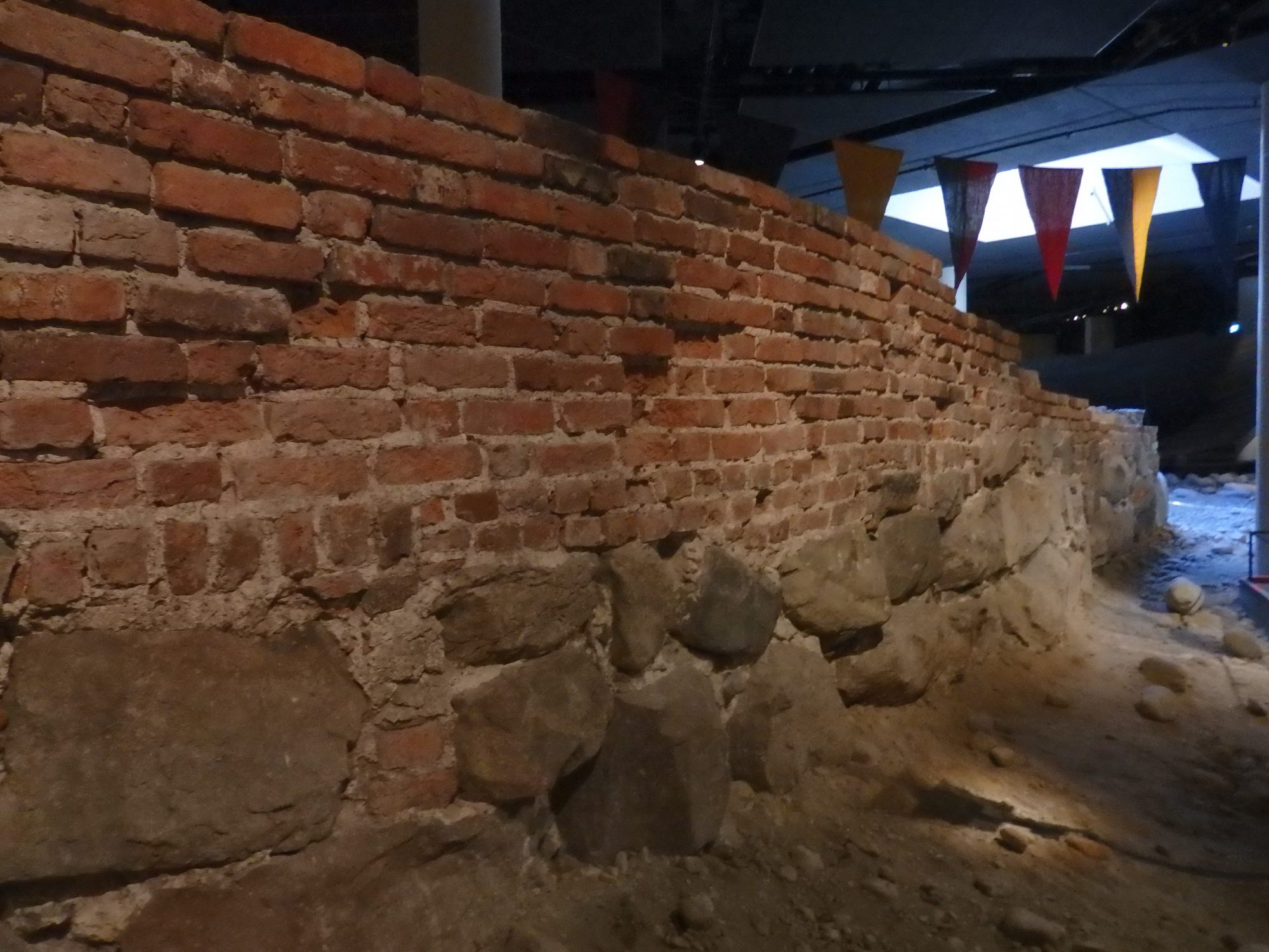 the city wall remains in the Medieval Museum in Stockholm