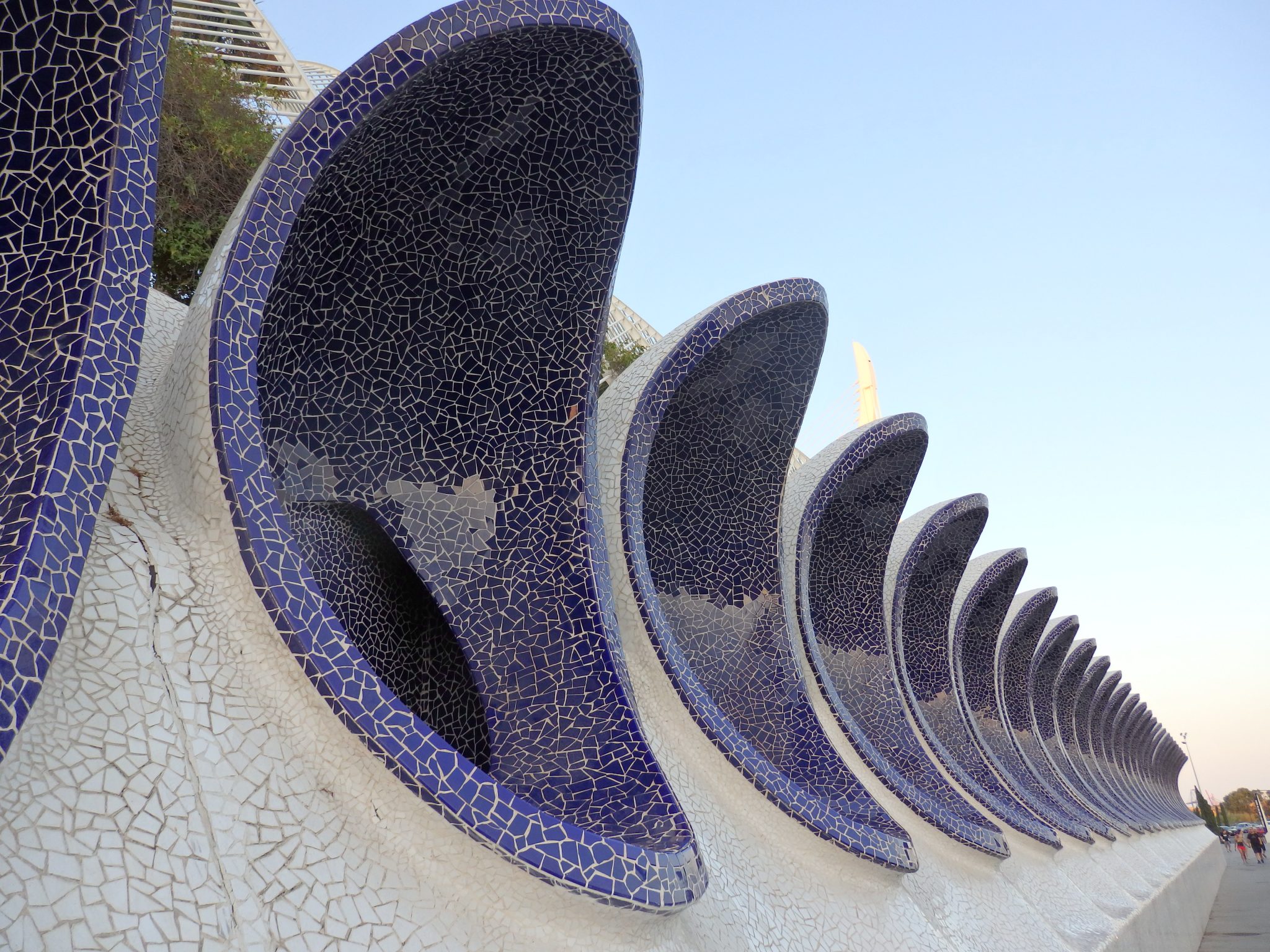 one side of the Umbracle, also known as the urinals for giants, at the City of Arts and Sciences in Valencia, Spain