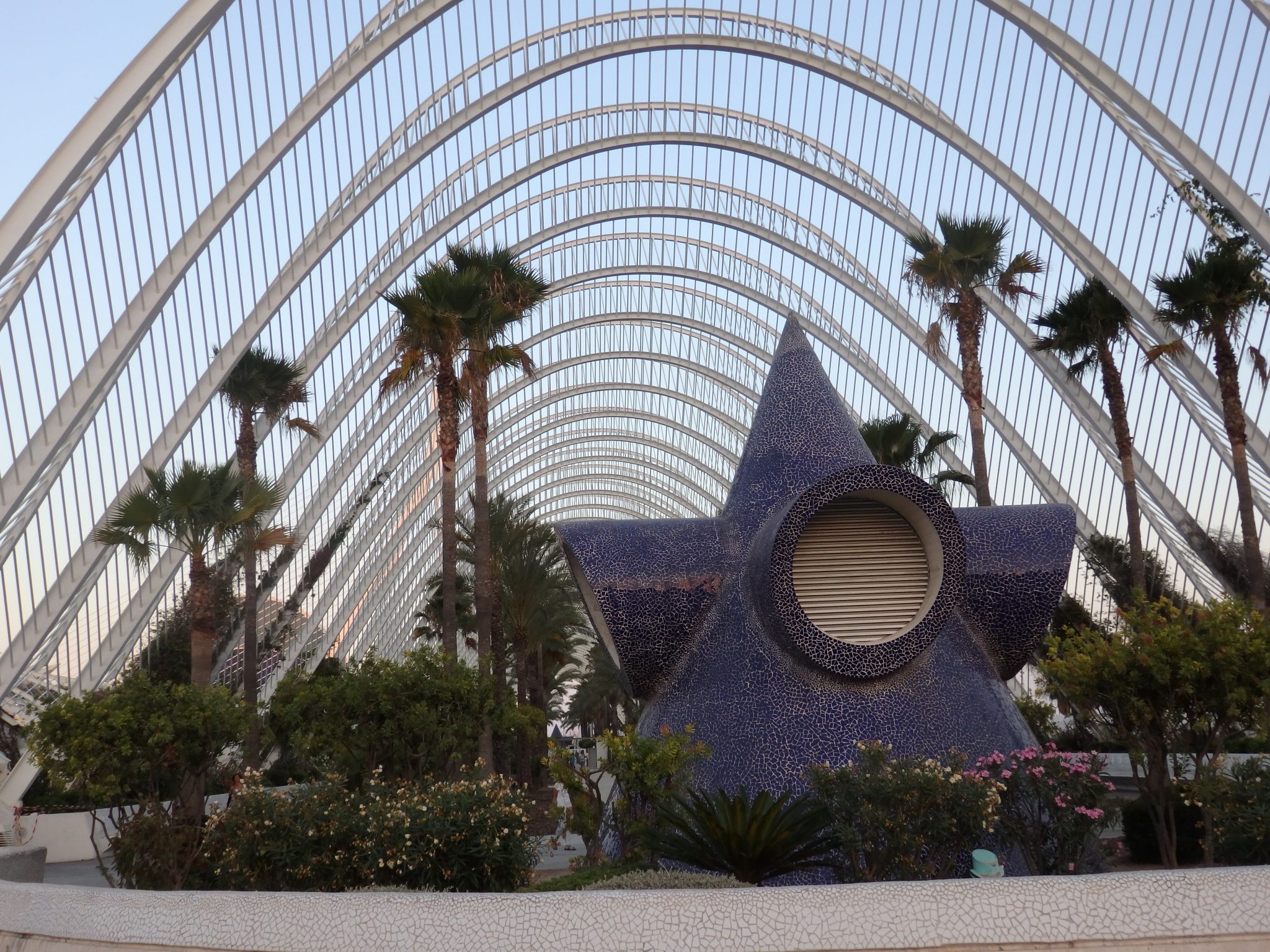 one end of the Umbracle at the City of Arts and Sciences in Valencia, Spain