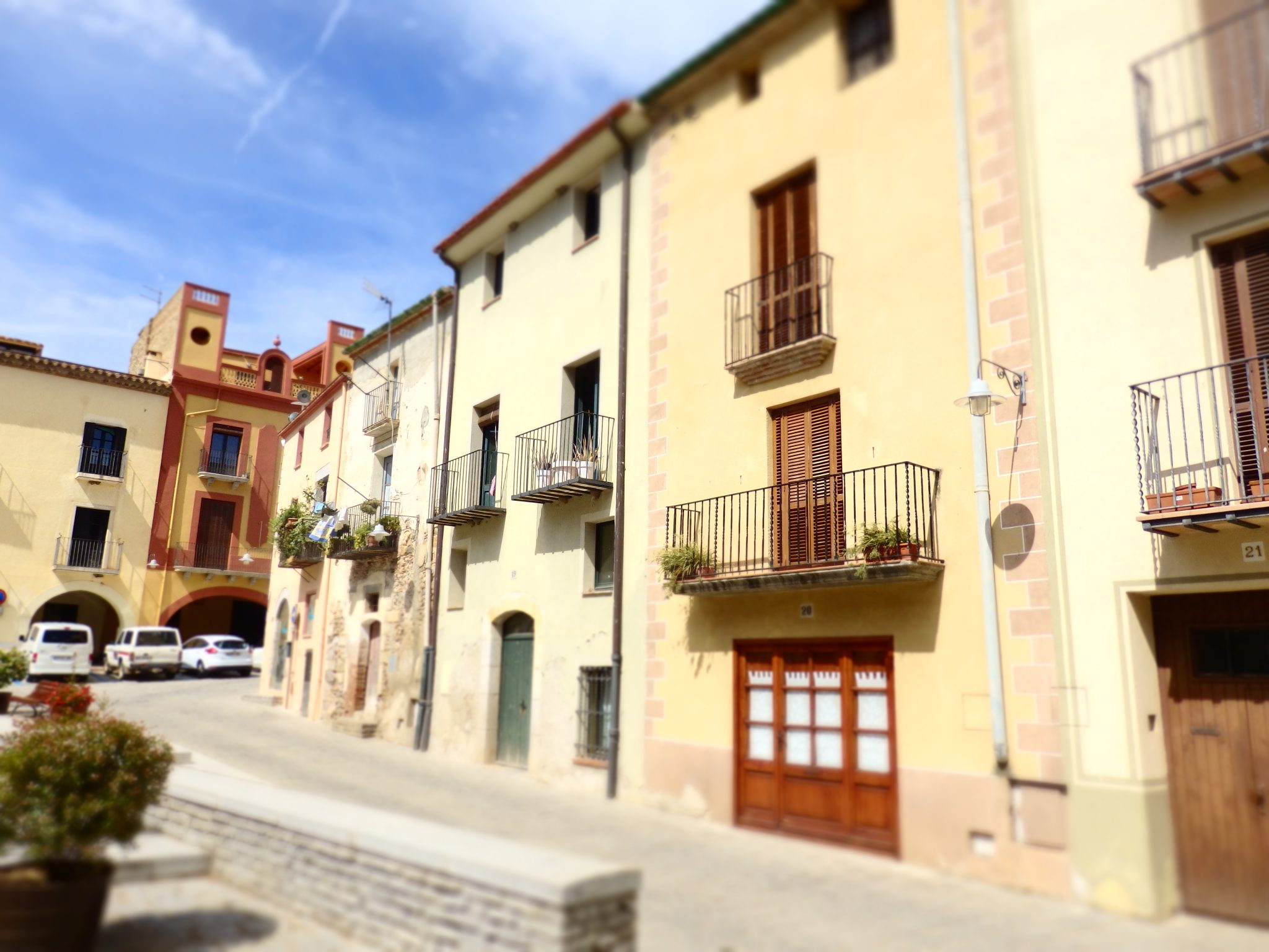 a pretty row of houses in Peratallada in the Baix Emporda, Spain