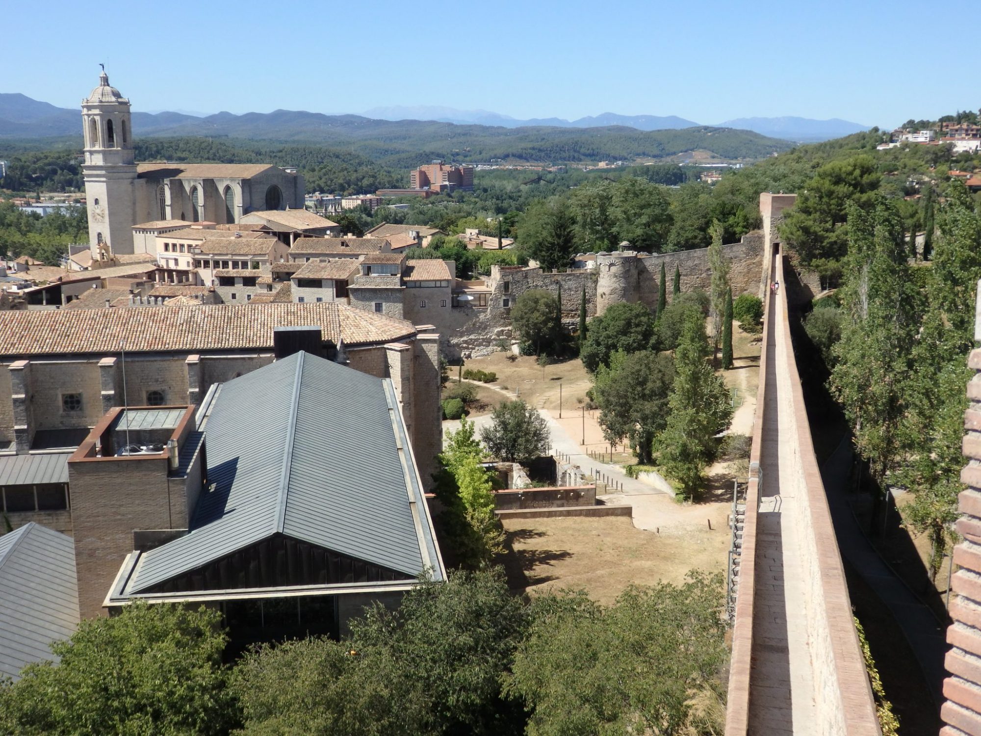 view from the city wall of Girona, Spain