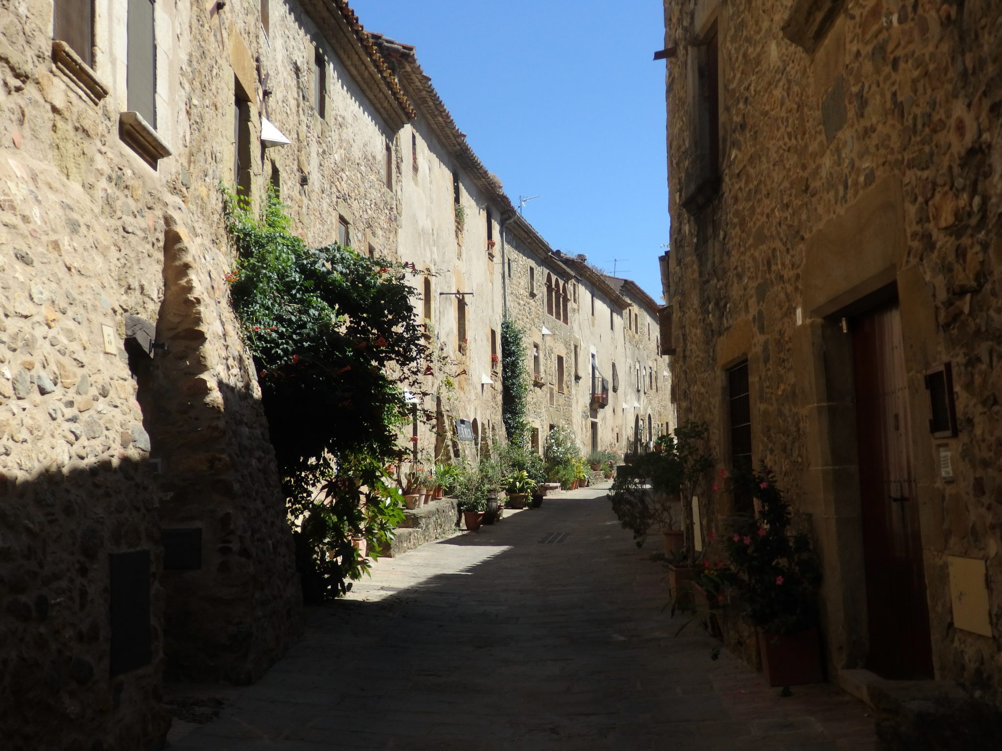 a row of ancient houses in Monells,, Baix Emporda, Spain
