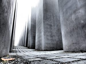 a daytime shot of the Monument to the Murdered Jews of Europe in Berlin