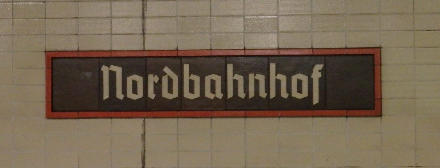 a sign inside the Nordbahnhof station, a former "ghost station"