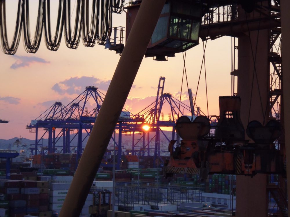 This is the kind of view you might get when your container ship is in port. This is Piraeus, Greece. Photo courtesy of Rebecca Hall.