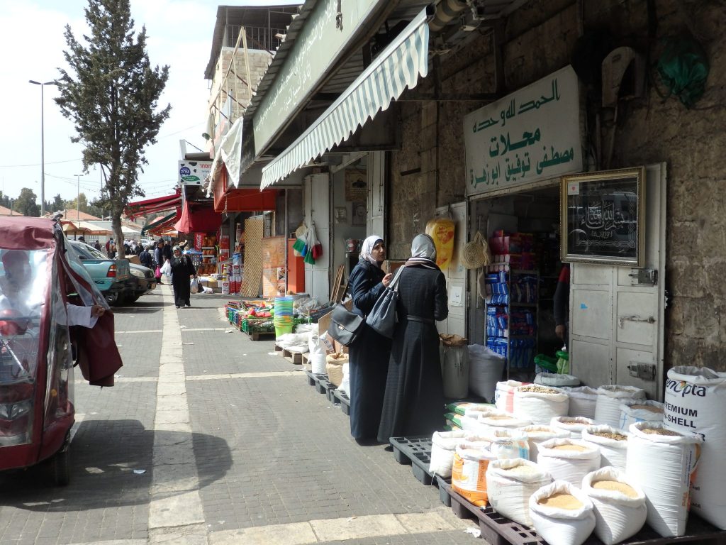 A shopping street in East Jerusalem on the route of my Bitemojo tour.