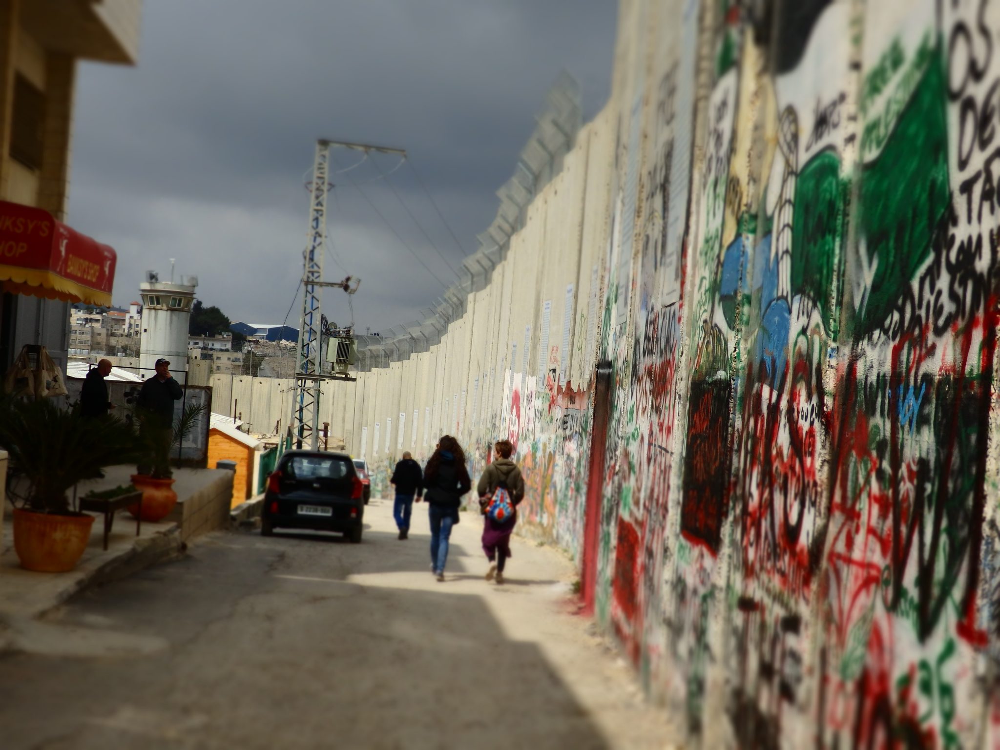 A section of the border wall, with the Banksy Hotel just out of the frame on the left. Visiting Bethlehem.