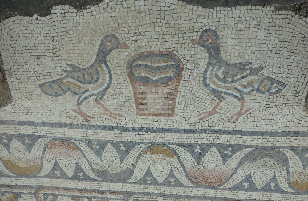 A fragment of a mosaic at Kursi: one of 5 Christian sites to see on the Sea of Gallilee on your trip to Israel