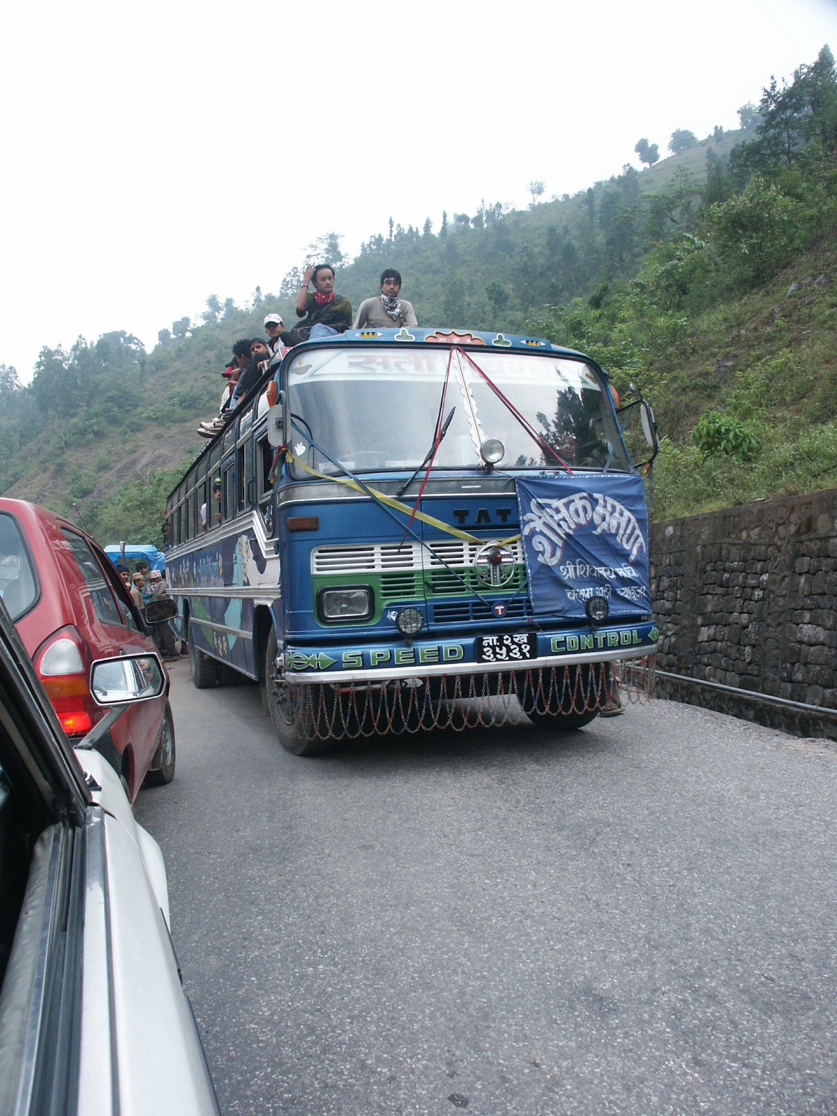 Albert took this photo on his earlier trip to Nepal, on the same "highway" to Pokhara: Surviving the Roads in Nepal
