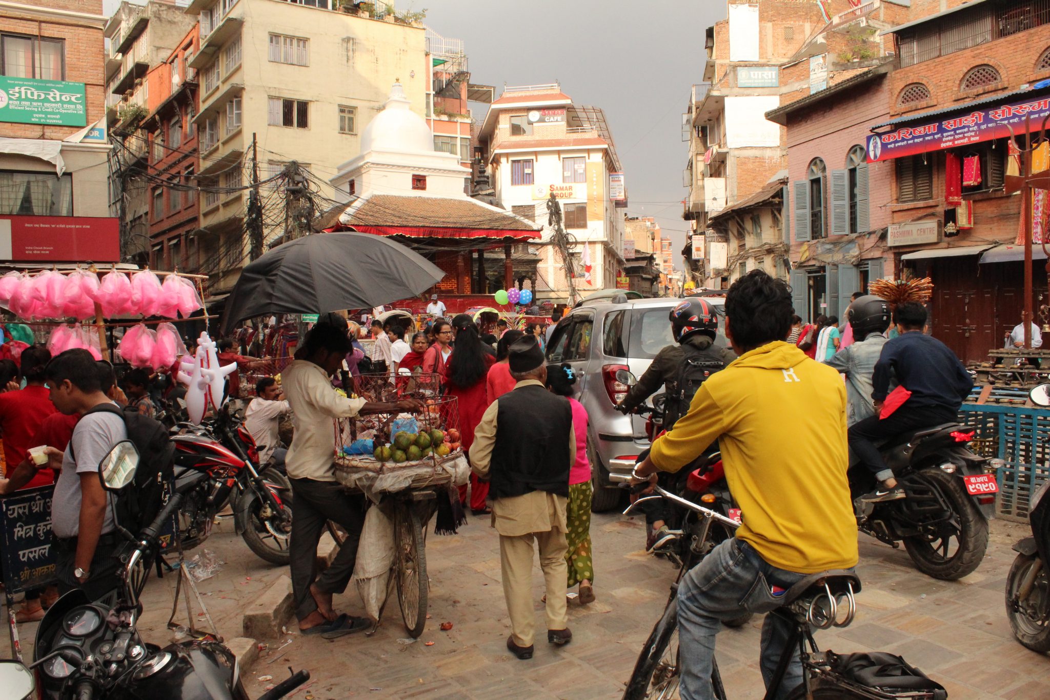 In the center of the Kathmandu, everyone vies for space.