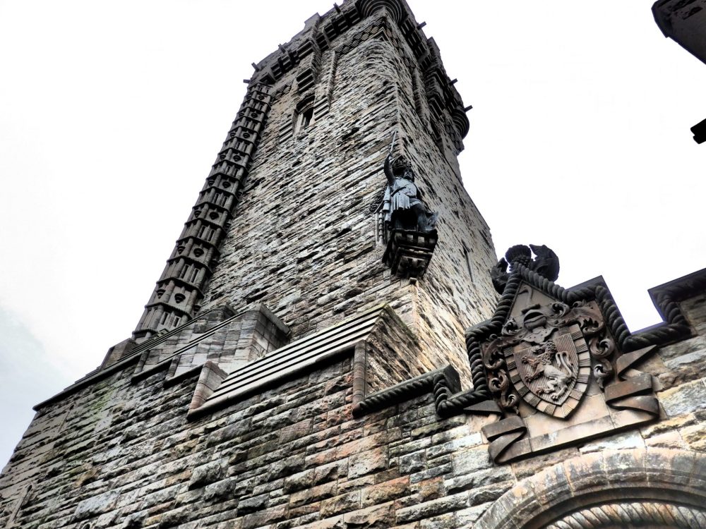 The Wallace memorial as seen from its base, complete with a statue of William Wallace.