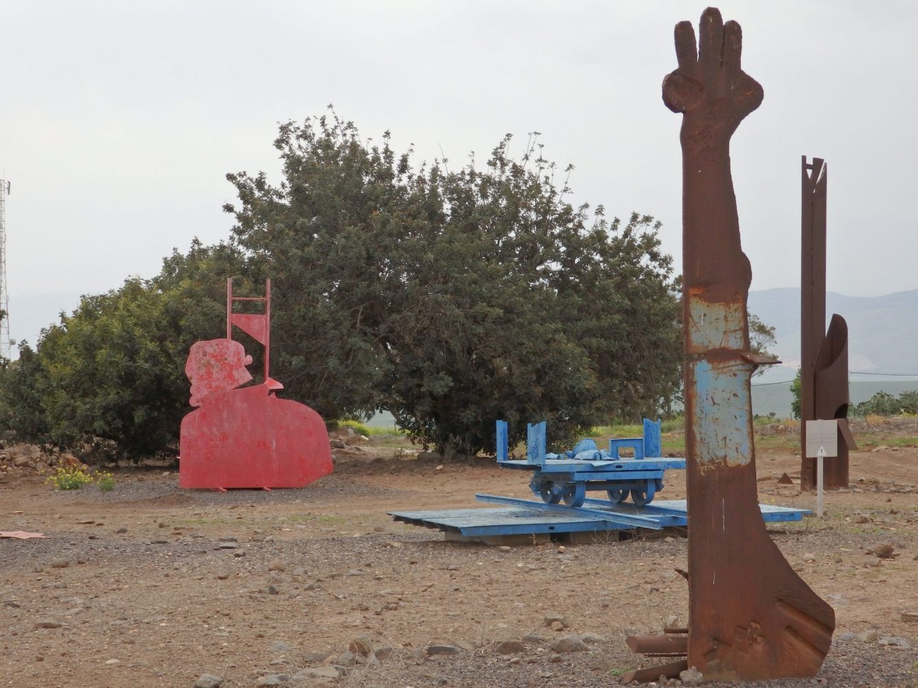 Four of Yigal Tumarkin's scultures in the sculture "garden" at Belvoir Fortress.