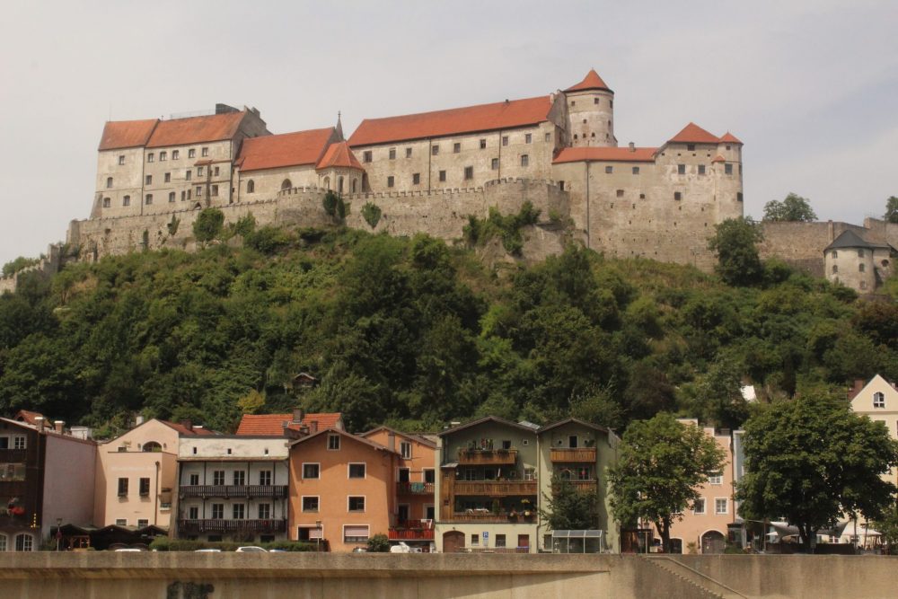 Burghausen Castle looms over the town of Burghausen. This photo only shows a part of it. I think the only way to photograph the whole castle would be from the air.