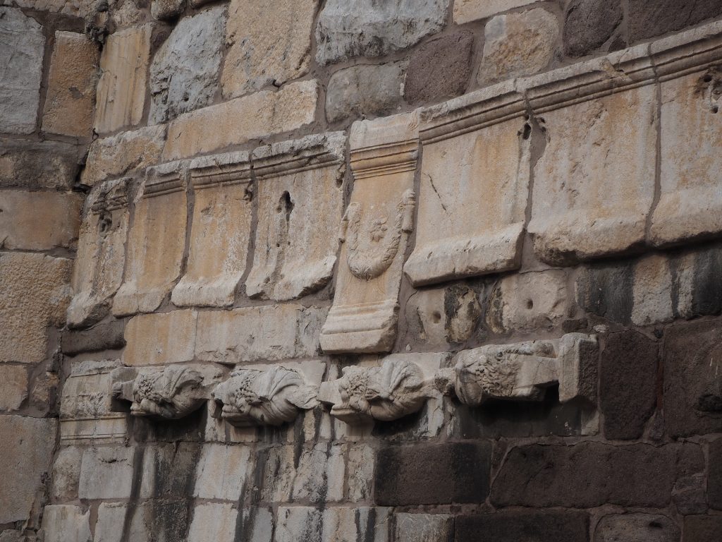 Lots of recycled building material in this wall at Ankara Castle!