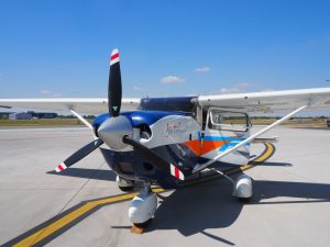 This is the teeny-tiny plane we flew in on our tour of Prague Airport.