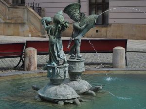 Arion's fountain is on Upper Square in Olomouc, very near the UNESCO site Holy Trinity Column.