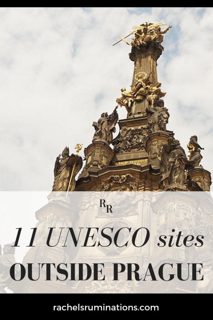 Text: 11 UNESCO sites outside of Prague. Image: the Holy Trinity Column in Olomouc